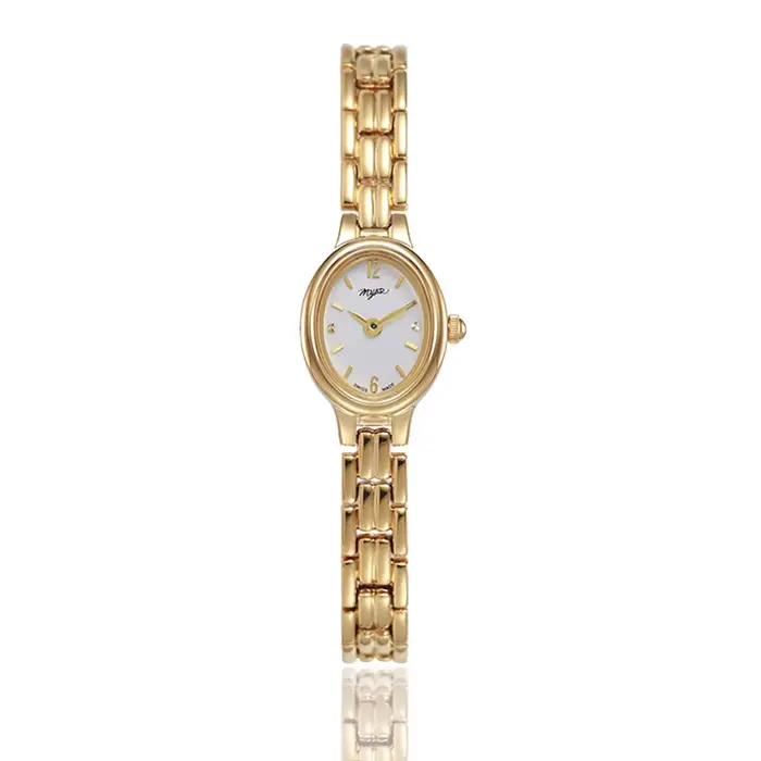 Montre à quartz pour femmes et filles, cadran doré, acier inoxydable, petite taille, nouvelle montre