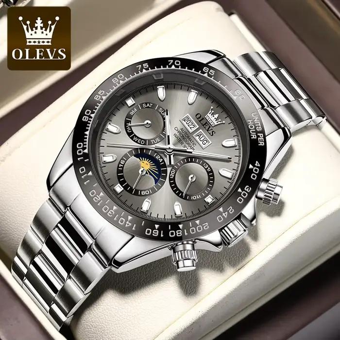 OLEVS 6654 montre de luxe pour hommes chronographe automatique mécanique montre-bracelet étanche lum