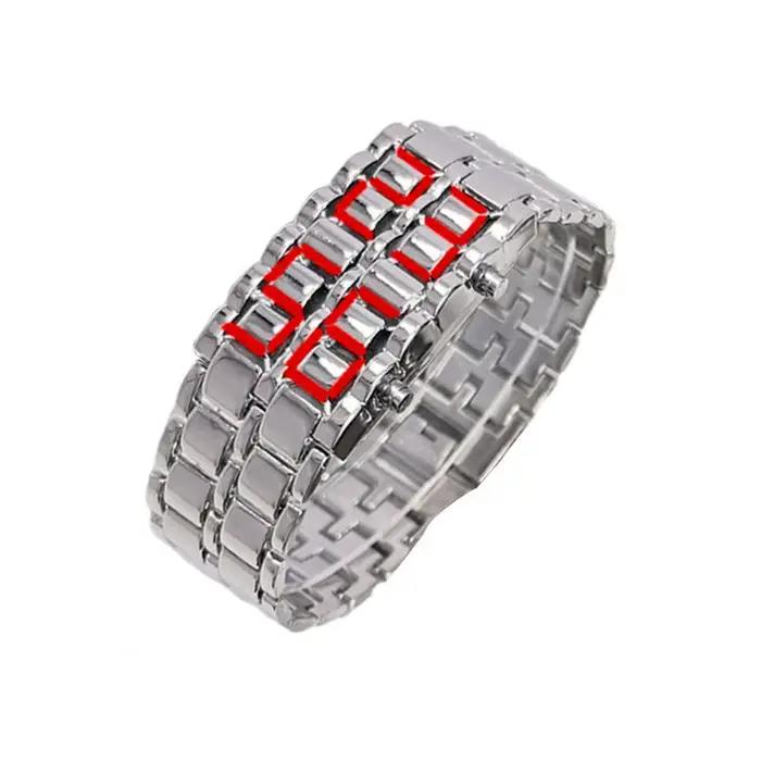 Montre numérique pour hommes, grand écran galvanisé, bracelet en acier binaire, montre de Sport élec