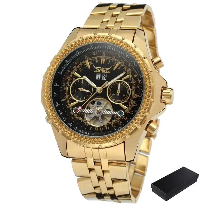 Montre automatique de sport militaire bleue pour hommes, cadran multifonction, Tourbillon squelette,