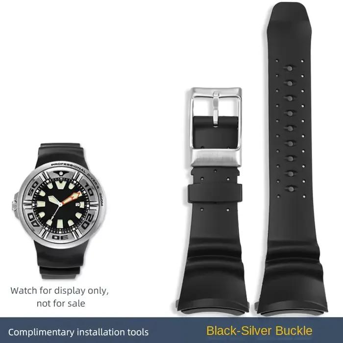 Pour citoyen Promaster BJ8050 extrémité incurvée Bracelet en caoutchouc BJ8057 Bracelet de montre BJ