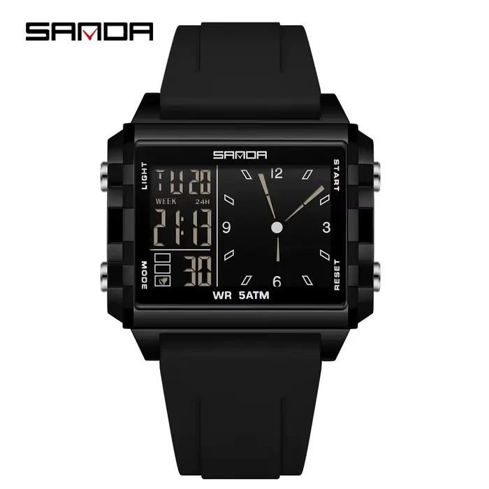 SANDA marque de luxe montre numérique pour hommes femmes cadran carré Sport étanche montres homme LE