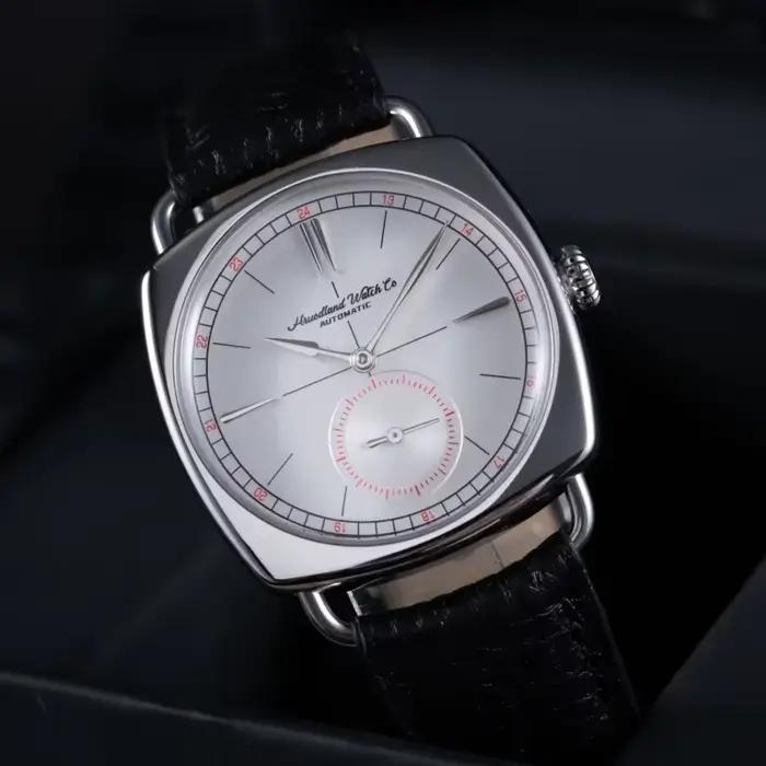 Hruodland 2025 montre mécanique pour hommes mouette St1701 36mm carré verre minéral acier inoxydable