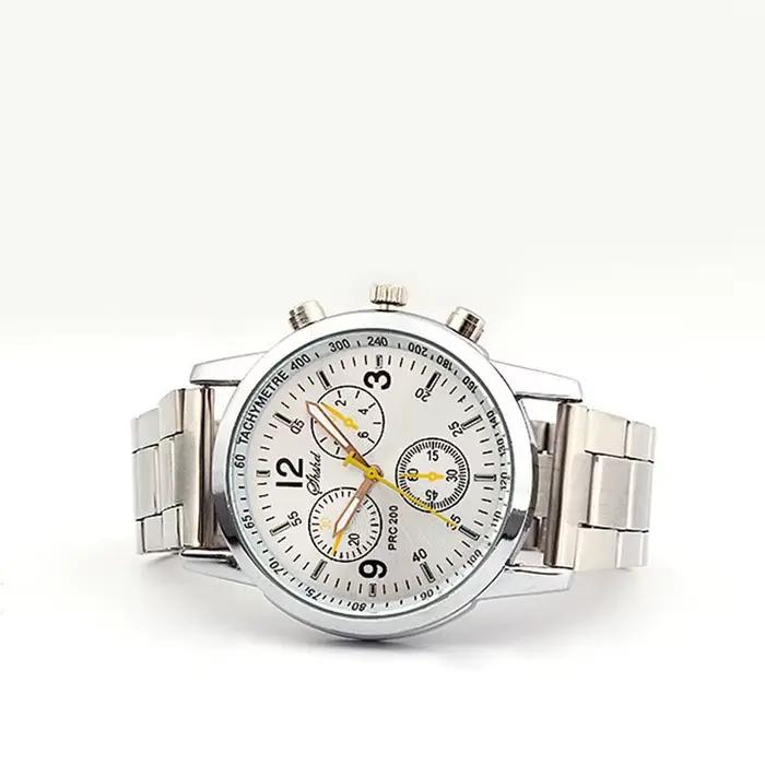 Nouvelle marque de luxe hommes montres à Quartz argenté pour homme montres en acier inoxydable décon