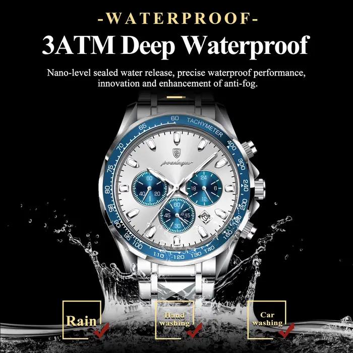POEDAGAR marque de luxe hommes montre étanche lumineux en acier inoxydable montres pour hommes chron