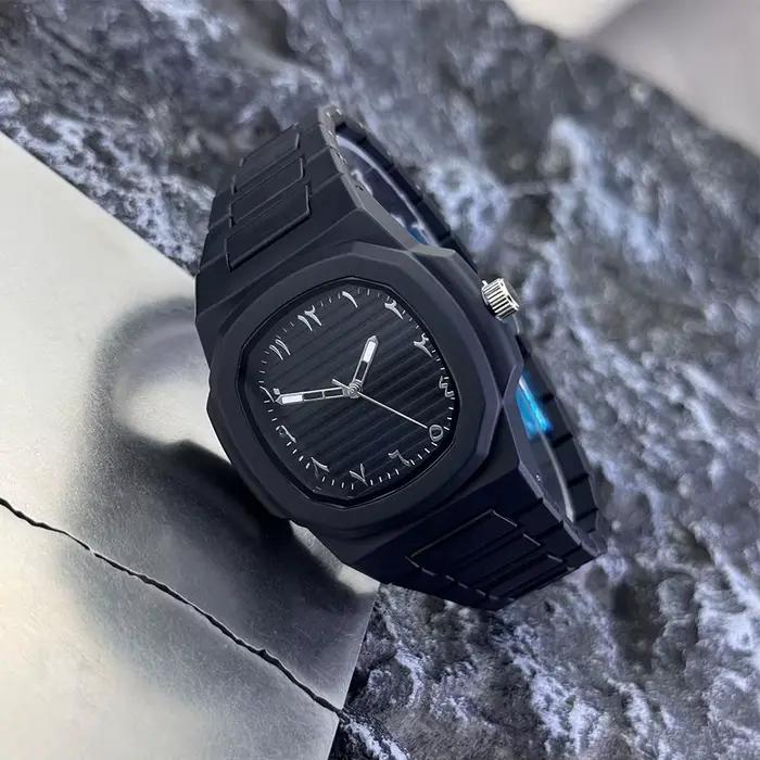 Montre à Quartz classique pour hommes, Bracelet à particules de plastique lisse, cadran à chiffres a