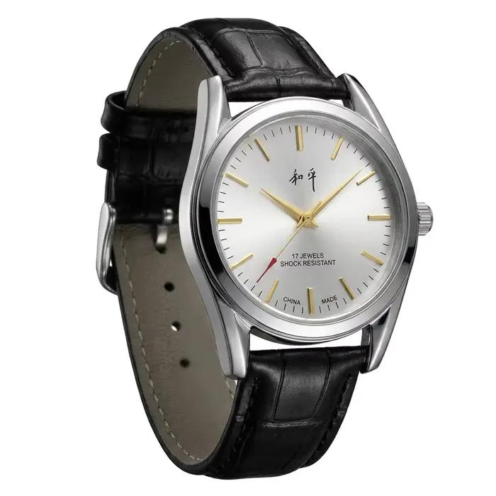 Montre mécanique vintage Shanghai Peace pour homme, 17 rubis, remontage manuel, résistante aux chocs
