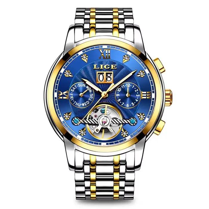 Montres pour hommes LIGE Fashoin, marque haut de gamme, montre automatique pour hommes, étanche, aci