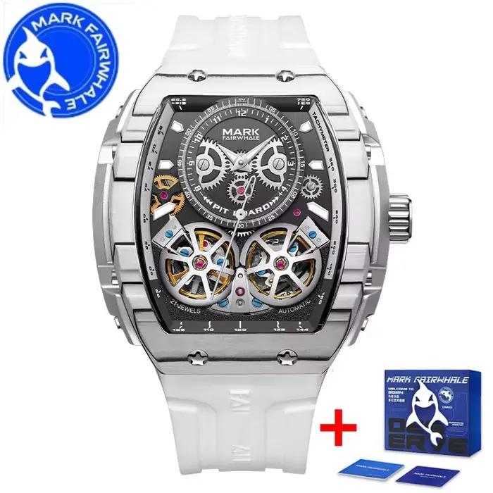 Mark Fairwhale hommes montre automatique de luxe en Fiber de carbone lunette Tonneau mécanique montr
