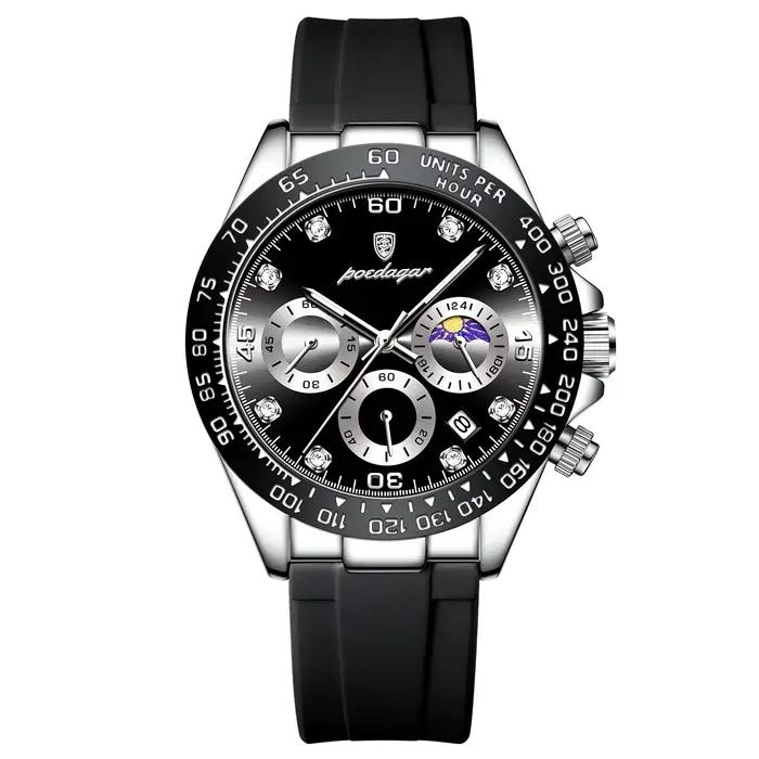 POEDAGAR mode luxe hommes montre-bracelet chronographe Date haute qualité Quartz homme montre étanch