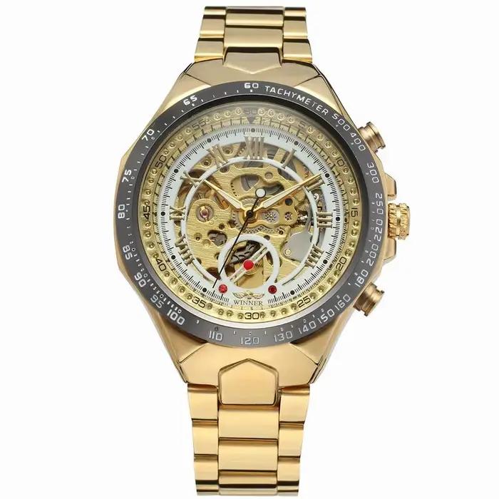 Nouvelle marque de luxe classique montre squelette en or pour hommes montres mécaniques bracelet en 