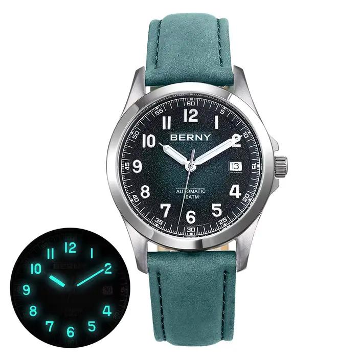 BERNY – montre automatique pour hommes, cadran givré, lumineuse, mécanique, originale, ST2130, montr