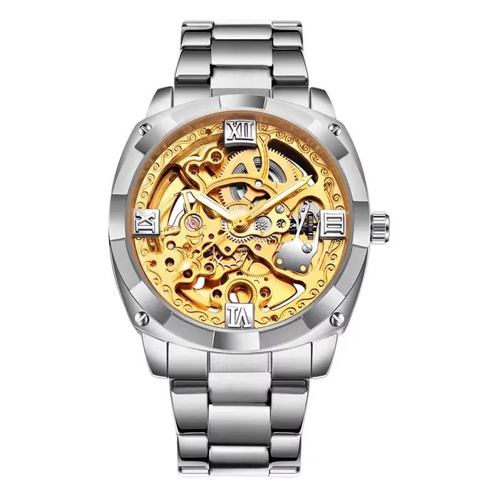 Montre automatique pour homme, montre de luxe squelette, montre-bracelet en acier inoxydable, montre