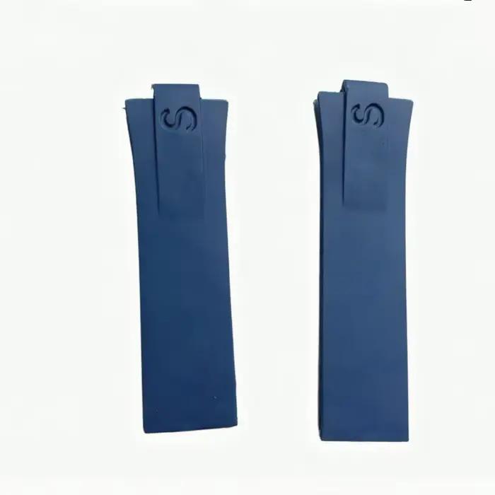 Bracelet de montre classique en silicone bleu 24 x 11 mm adapté pour ORIS AQU-IS 733/743 – Bracelet 