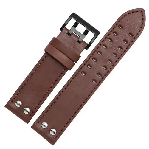 Bracelet de montre en cuir véritable, bracelet de remplacement, kaki classique Jazz Seiko, chaîne de