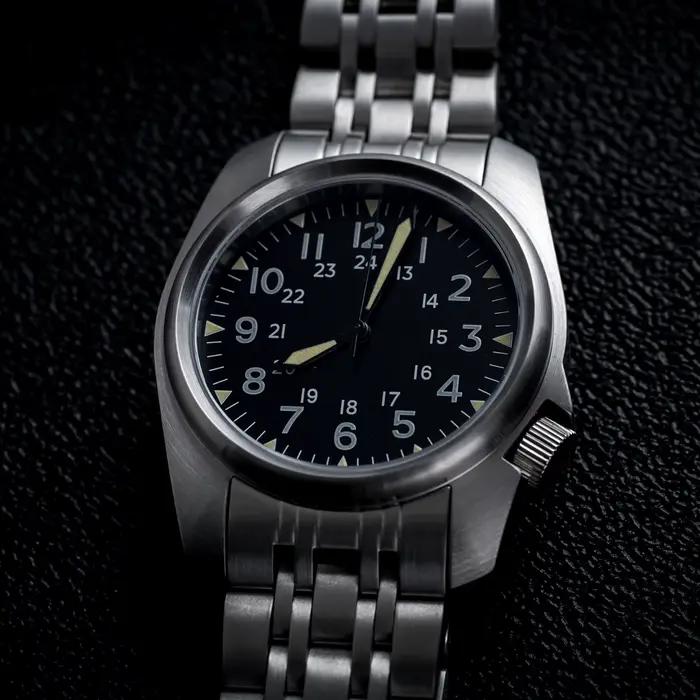 Saphir cristal hommes montres japon mouvement étanche 5Bar natation luxe affaires en acier inoxydabl