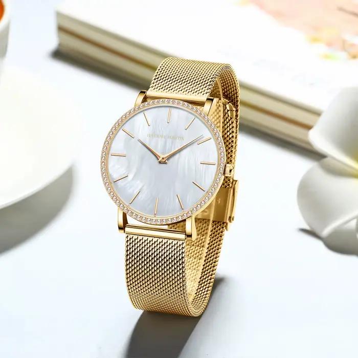Reloj Mujer-Montre-bracelet de luxe en acier inoxydable pour femme, mouvement à quartz japonais, bis