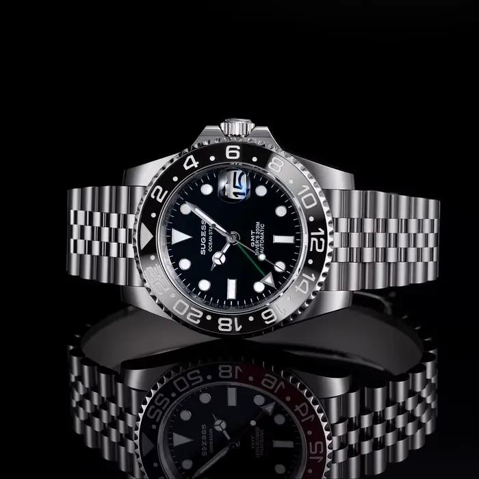 Sugess GMT – montre de plongée pour hommes, automatique, mécanique, étanche, mouvement Peacock SL303