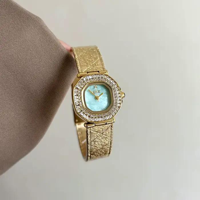Femmes montre à Quartz Vintage or vert Orologio bracelet en acier inoxydable Reloj Mujer filles horl
