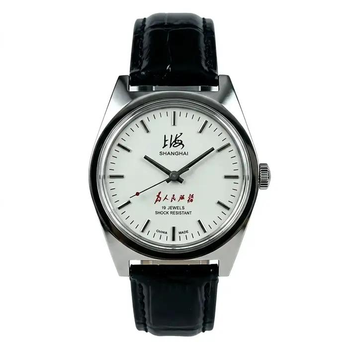 Montre mécanique vintage Shanghai pour homme, 19 rubis, résistante aux chocs, à remontage manuel, av