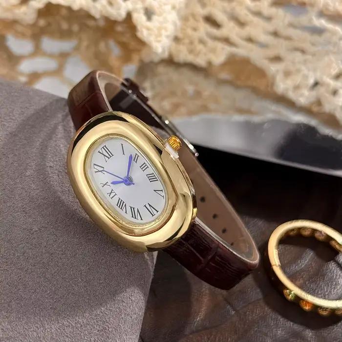 Montre à Quartz ovale pour baignoire, ceinture en forme d'œuf, élégante, Miniature, Style Vintage, t