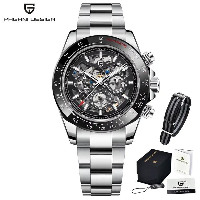Montre à gousset — PAGANI DESIGN Nouvelle montre mécanique automatique pour homme en acier inoxydabl