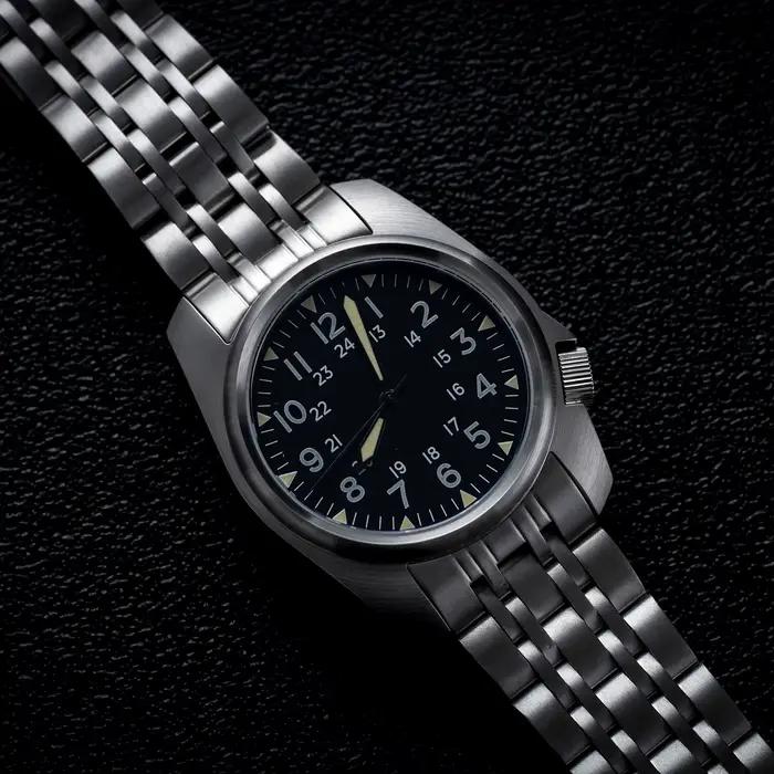 Montres pour hommes en acier inoxydable 316L avec cristal saphir, mouvement japonais, étanches 5 bar