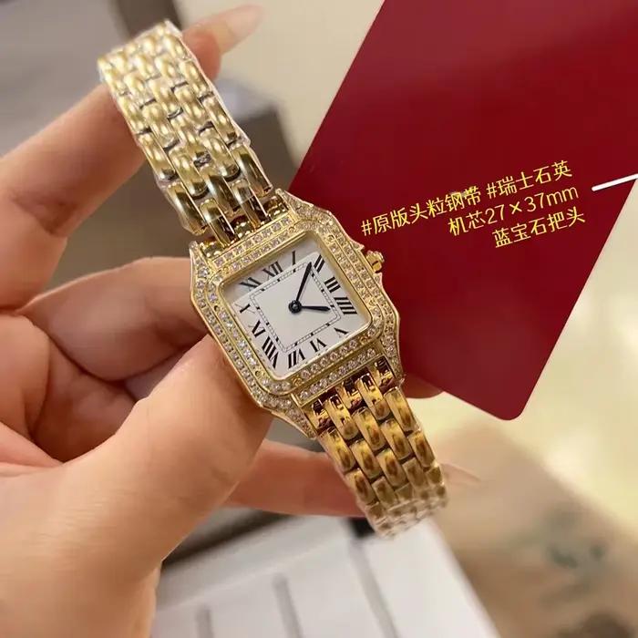 Montres-bracelets de marque pour femmes et filles, haute qualité, 27mm 22mm, style carré en cristal,