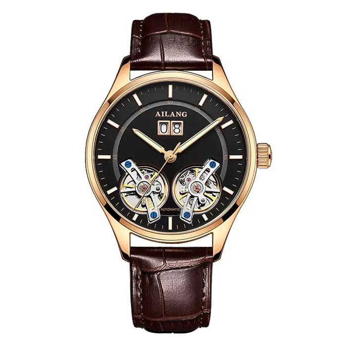 AILANG Montre automatique mécanique étanche pour homme, style sport militaire, luxe, double tourbill
