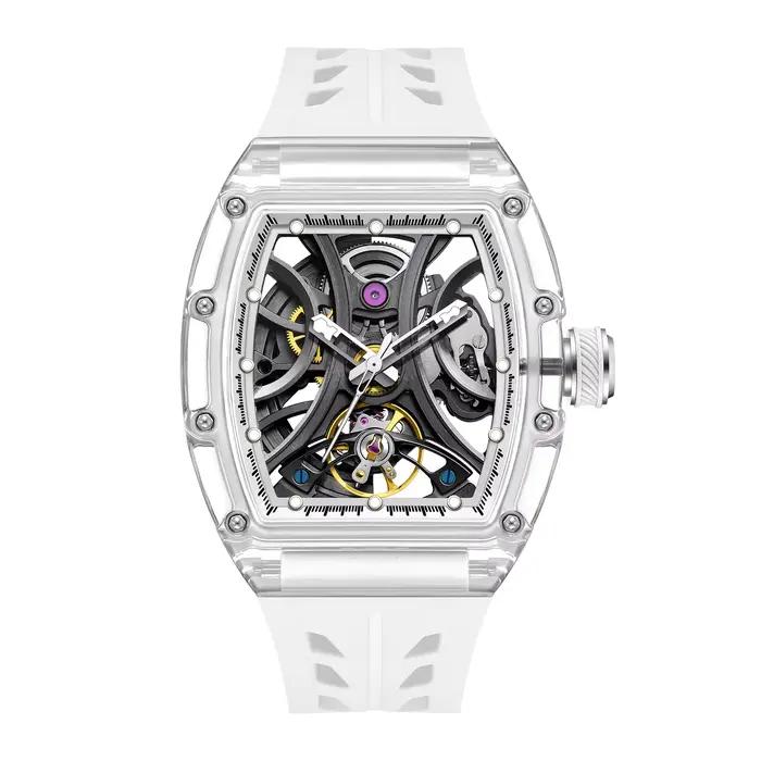 Montre automatique de style 2026, cadran tonneau, bracelet en silicone, étanche, sport, mécanique, m