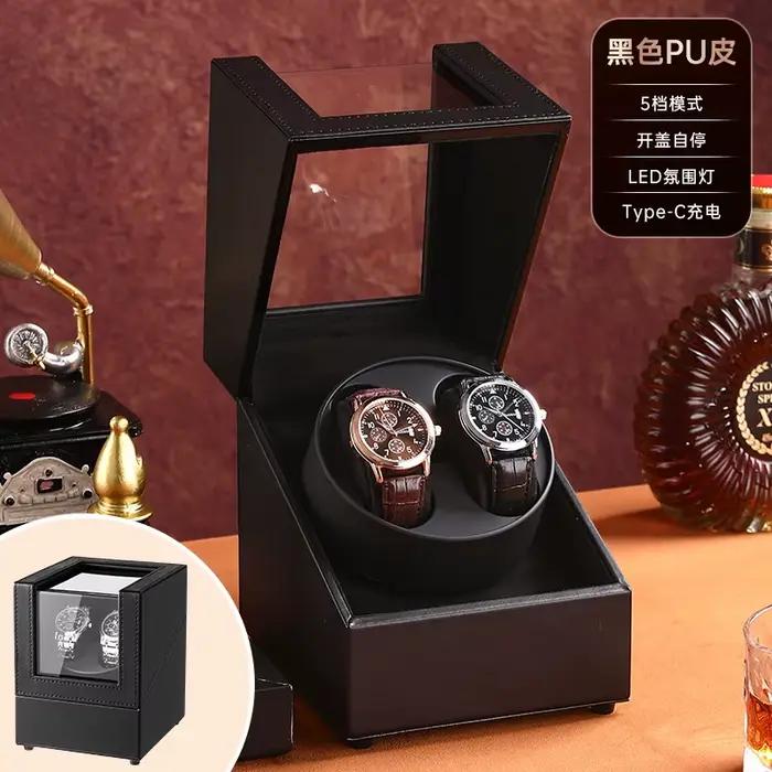 Remontoir de montre double pour montres automatiques, boîte en cuir à 2 emplacements, remontoir de m