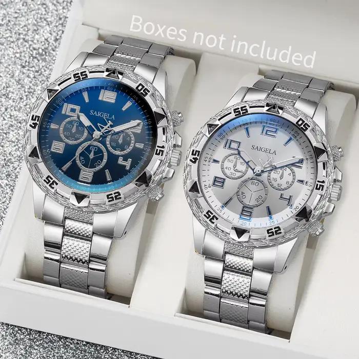 Ensemble de montres à quartz pour hommes d'affaires, cadran arabe, bracelet en acier, mode masculine