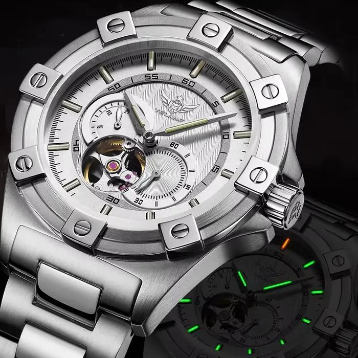 Montre YELANG 44MM V1024.1 étanche 100m, mouvement mécanique automatique Miyota 82S7, lumineuse, pou