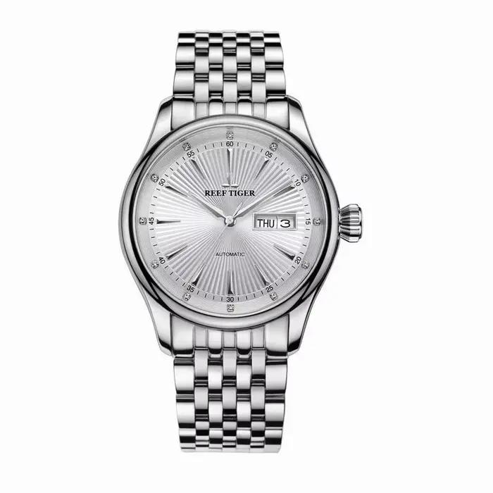 Reef Tiger-Montre habillée de luxe pour homme, bracelet en acier inoxydable, montres-bracelets autom