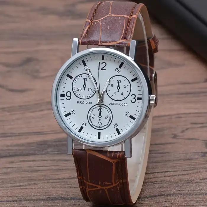 Montre à Quartz pour hommes, cadran bleu, verre minéral, bracelet en acier inoxydable, robe élégante
