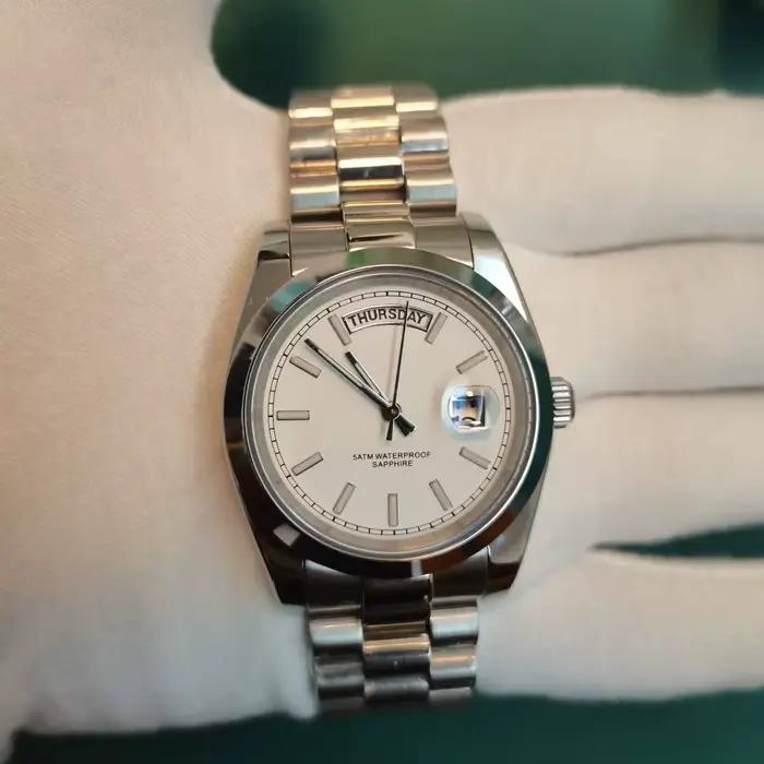 Montre pour hommes de petite taille verre saphir acier inoxydable natation 50M étanche affaires batt