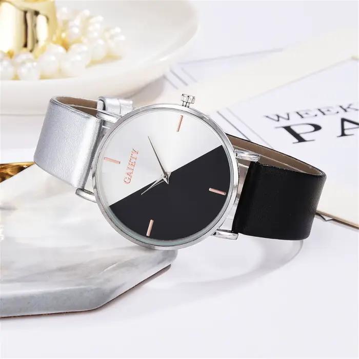 Ensemble de montres pour femmes, mode de luxe, coutures géométriques, Style Quartz, bracelet en cuir