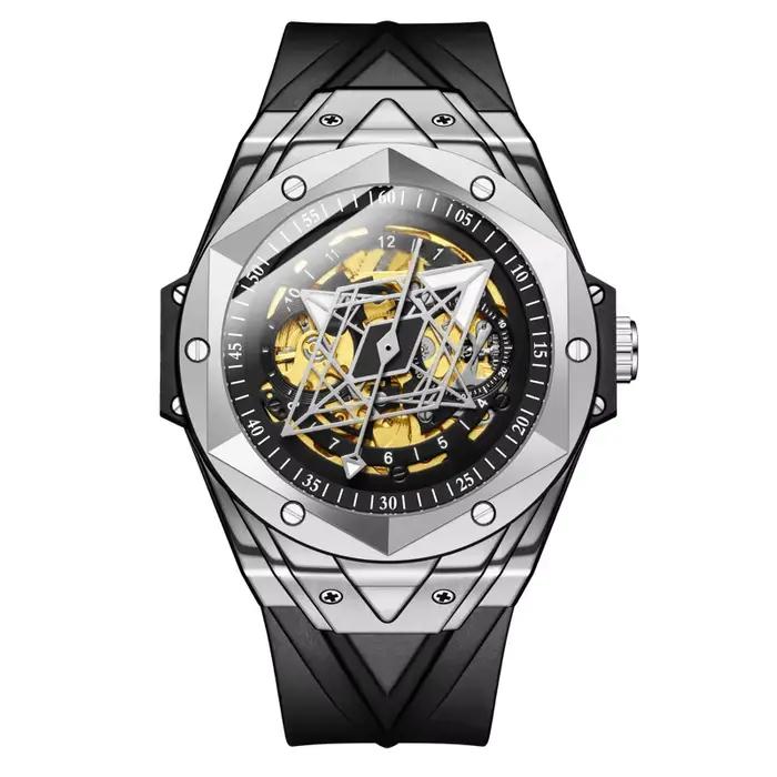 Montre mécanique automatique pour homme tendance, montre de sport en silicone étanche