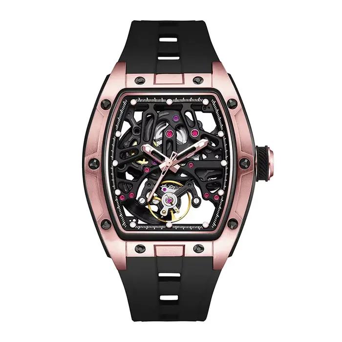 Montre mécanique pour hommes de marque de luxe avec cadran squelette, conception creuse, résistance 