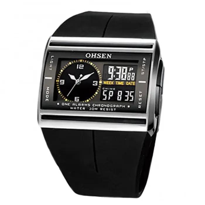 Dropshipping!! Montre-bracelet numérique analogique LED Shoous Date pour homme, bracelet en caoutcho