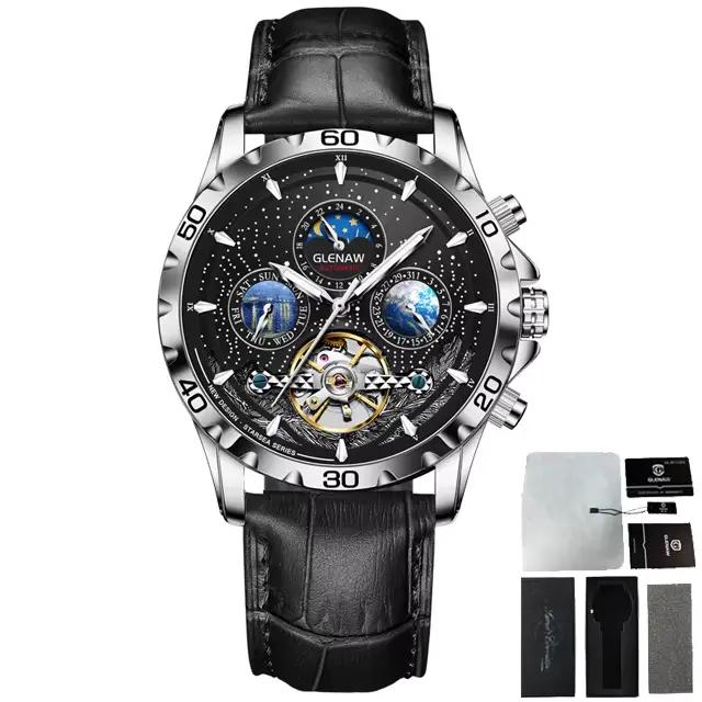 GLENAW Design hommes montres haut de gamme de luxe mode affaires Montre automatique hommes étanche M