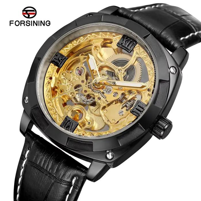 Nouvelle conception 2026 FORSINING Montre automatique classique décontractée, squelette 3D évidé, ét