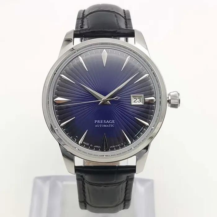 Montre mécanique automatique ronde Vintage pour hommes, calibre NH35, boîtier 40mm, bracelet en cuir