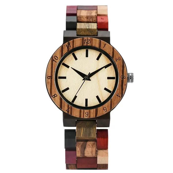 Montre-bracelet analogique à quartz en bois pour femme, montre-bracelet de sport, horloge de documen