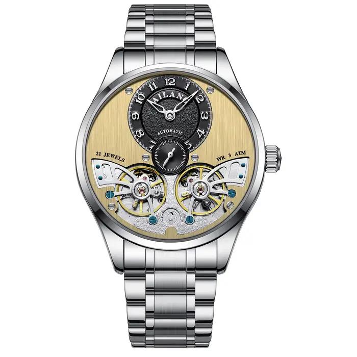 Montre Ailang originale pour homme, 42 mm, mouvement mécanique japonais, double fuseau horaire, rési