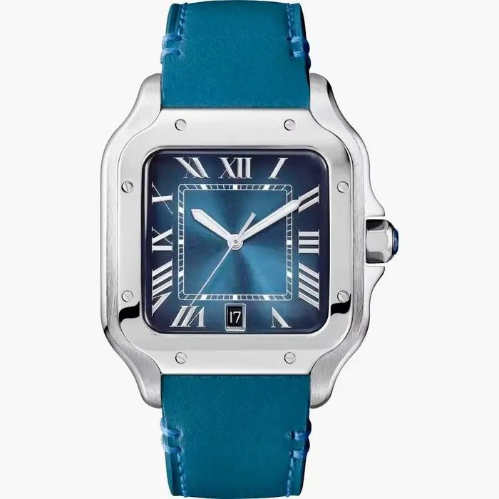 Montres mécaniques automatiques, bracelet en cuir véritable confortable, boîtier en acier inoxydable