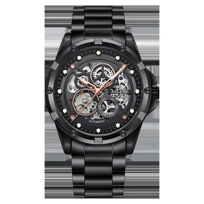 Montre homme Ailang entièrement automatique à mouvement mécanique, montre tendance étanche avec écla