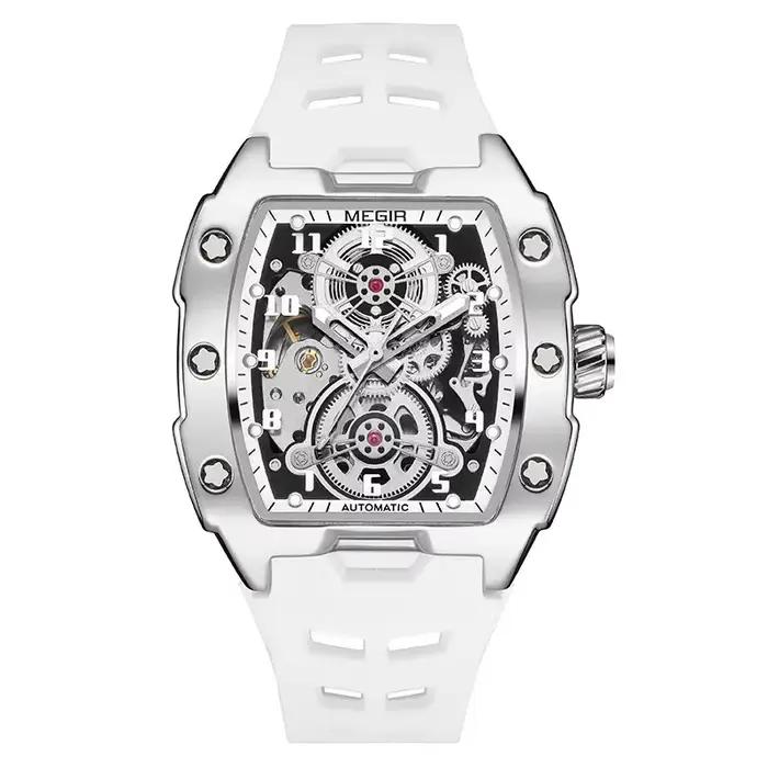 Montre automatique MEGIR 8602 Fashion Orange pour homme, étanche, lumineuse, mécanique, avec cadran 