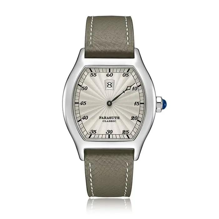 FARASUTE rétro luxe hommes montre automatique saut heure montre mouette mouvement saphir acier inoxy
