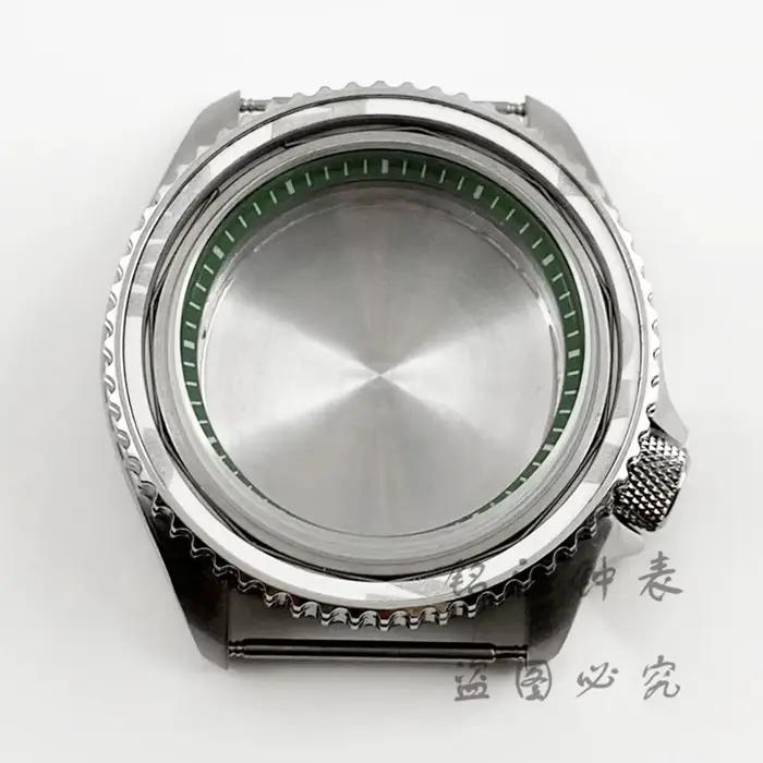 Boîtier de montre à anneau vert avec lunette inclinée, mouvement pour NH34, NH35, NH36, NH38, NH70, 